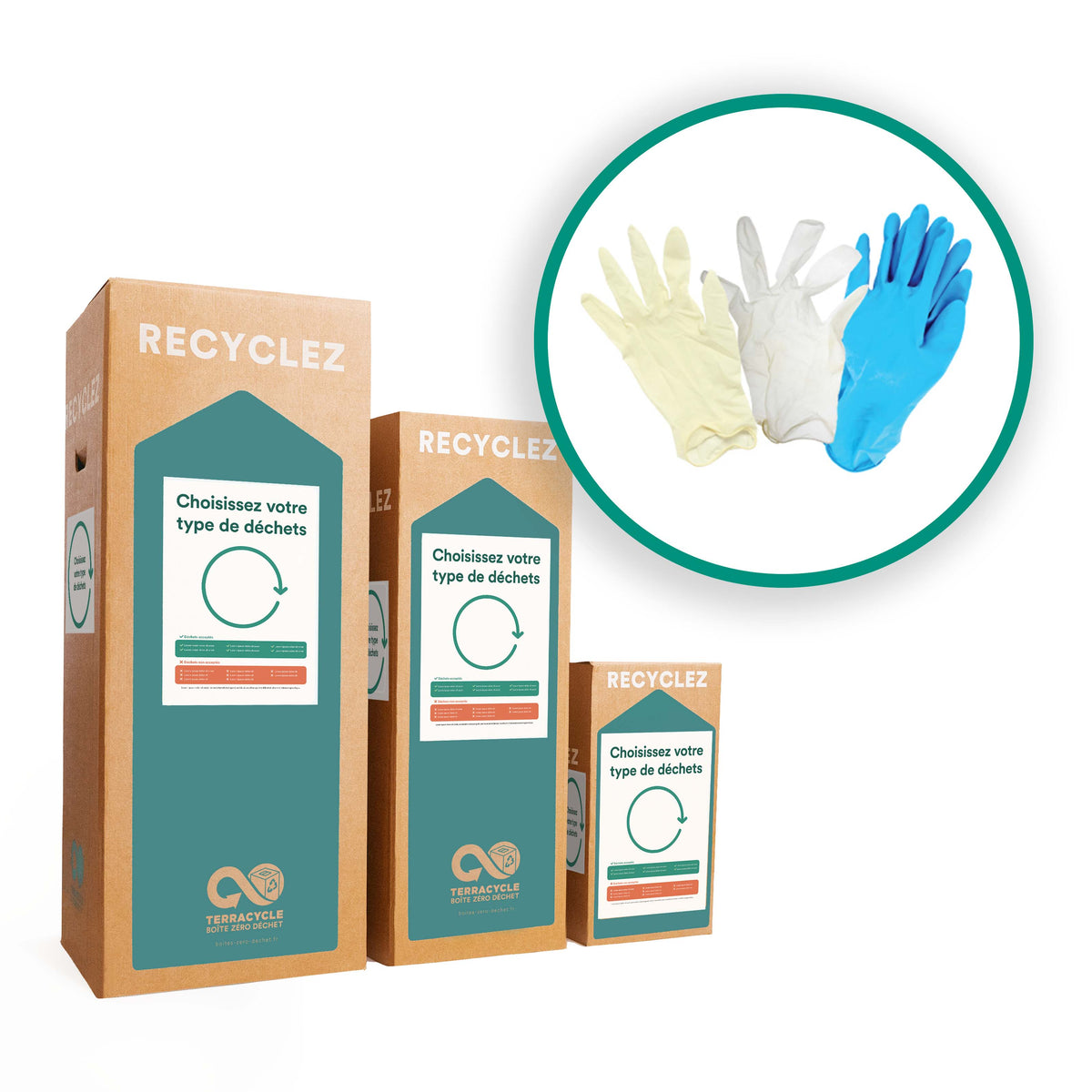 Recyclage gants de protection jetables Boîte Zéro Déchet™